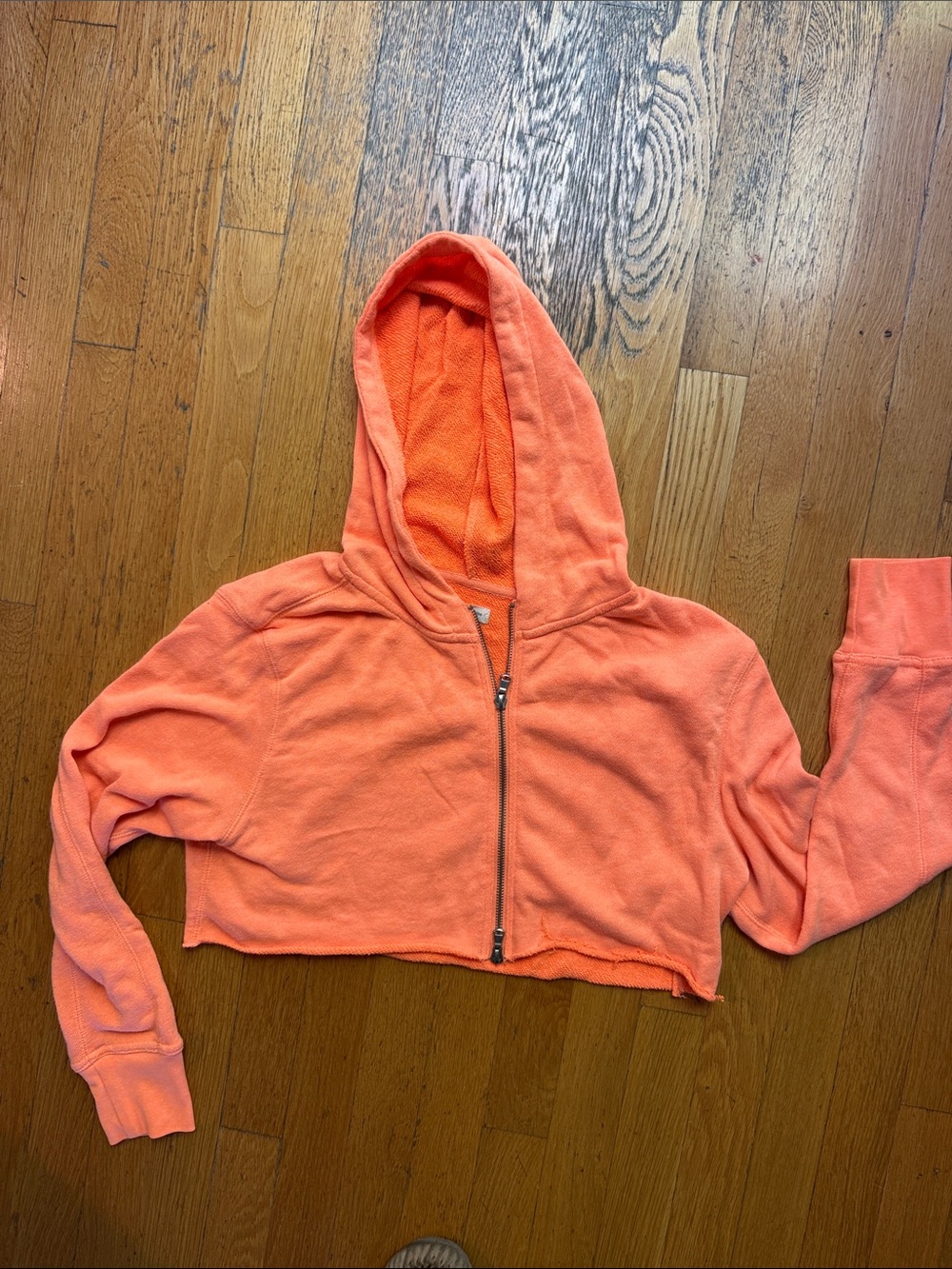 silence + noise Orange Zip Hoodie with Brand Tag